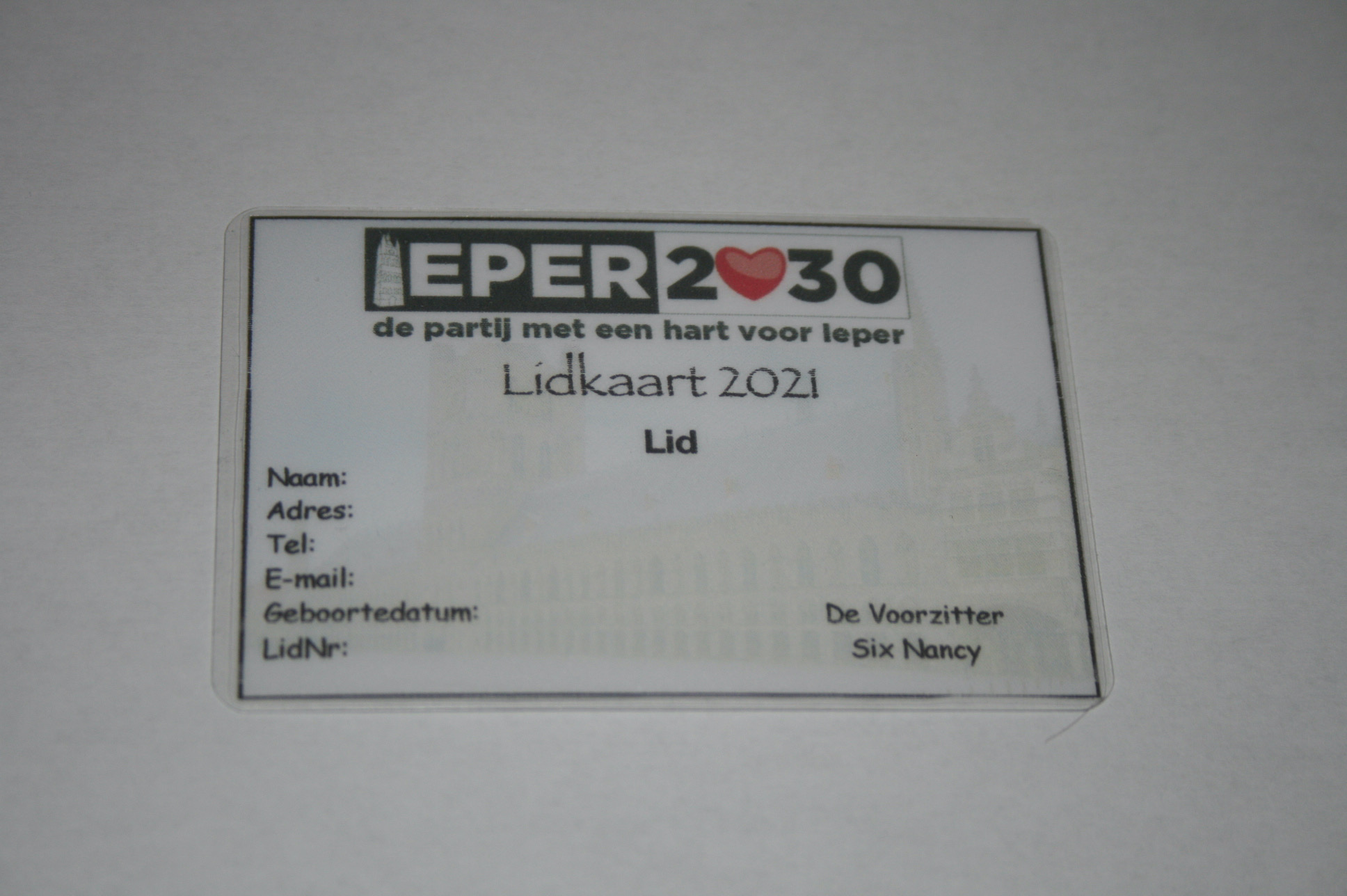 afbeelding van lidkaart lid